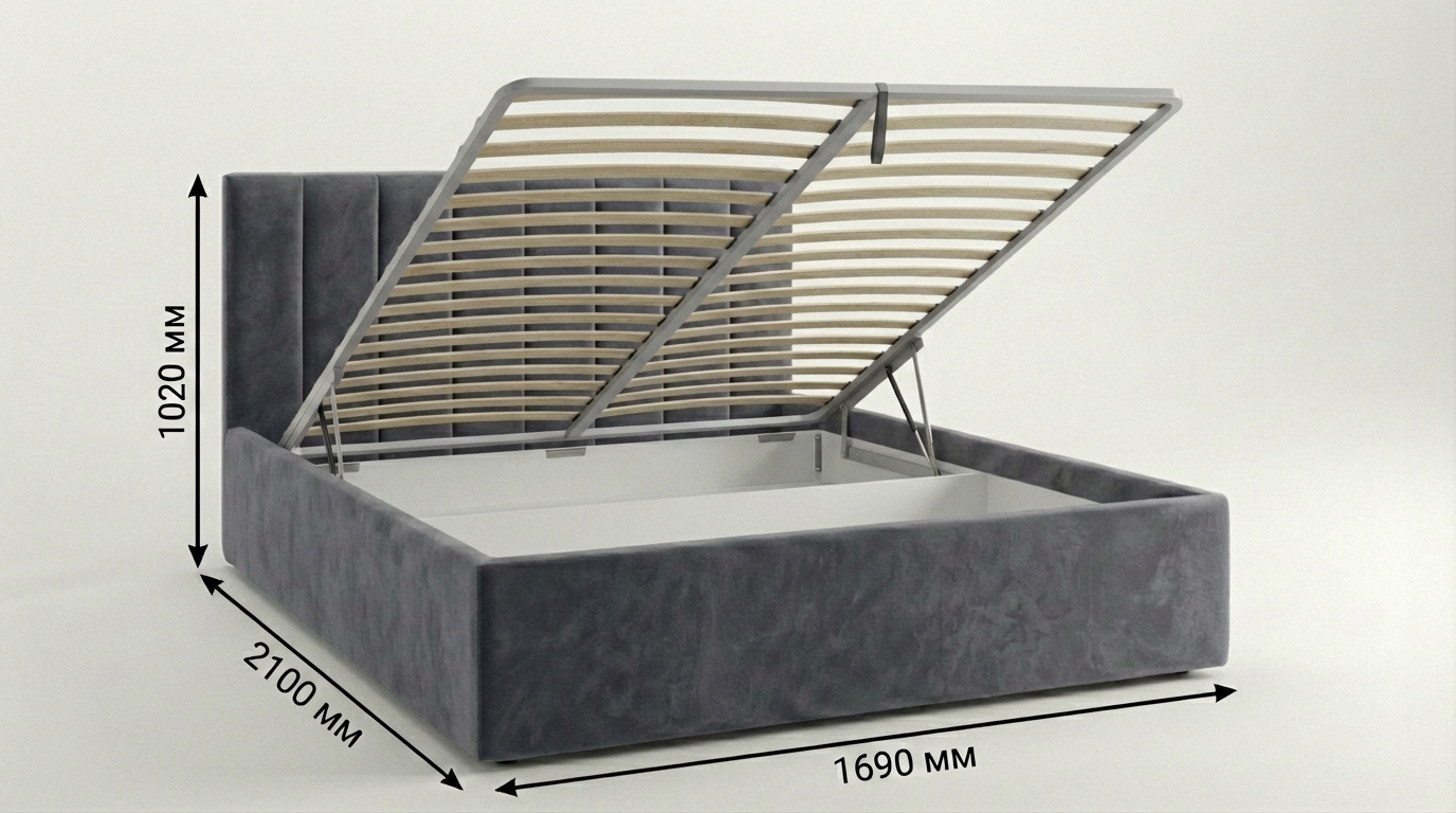 Двуспальные кровати - изображение №3 "Кровать Агата 160х200 с подъемным механизмом"  на www.Angstrem-mebel.ru