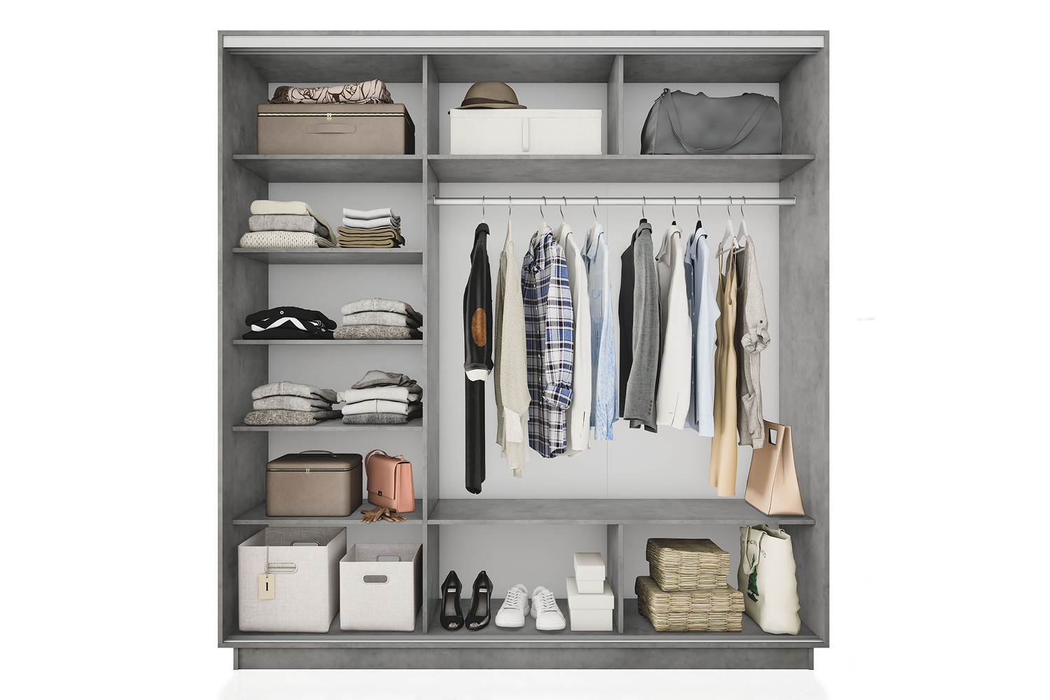 Шкафы-купе - изображение №4 "Шкаф-купе "Премиум" 3х-дверный 2100х2200х600 (Бетон)"  на www.Angstrem-mebel.ru